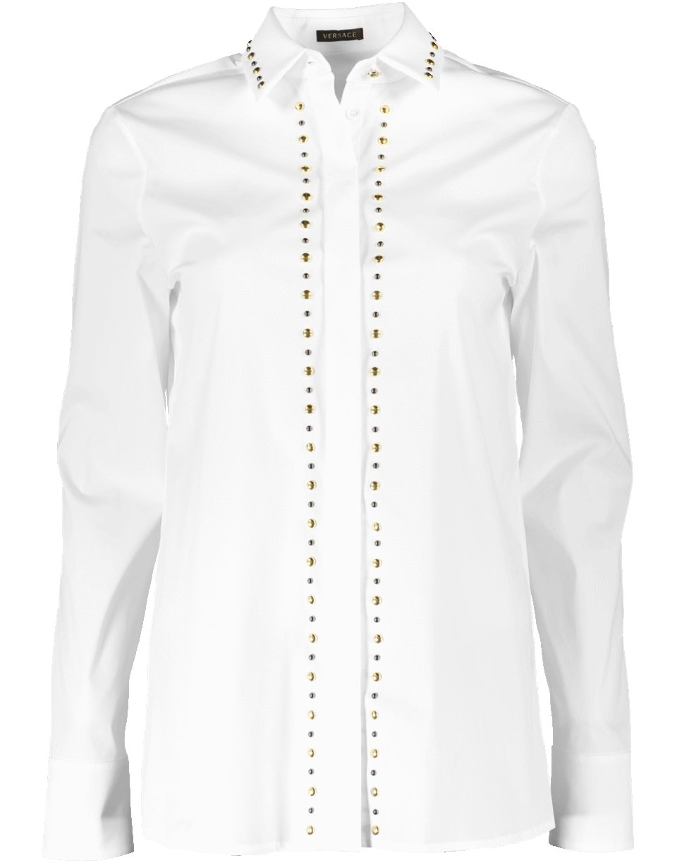 VERSACE-Studded Button Down Blouse-