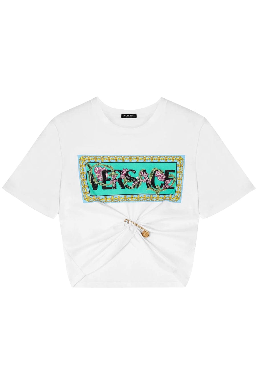 VERSACE-Cropped Embroidered T Shirt-