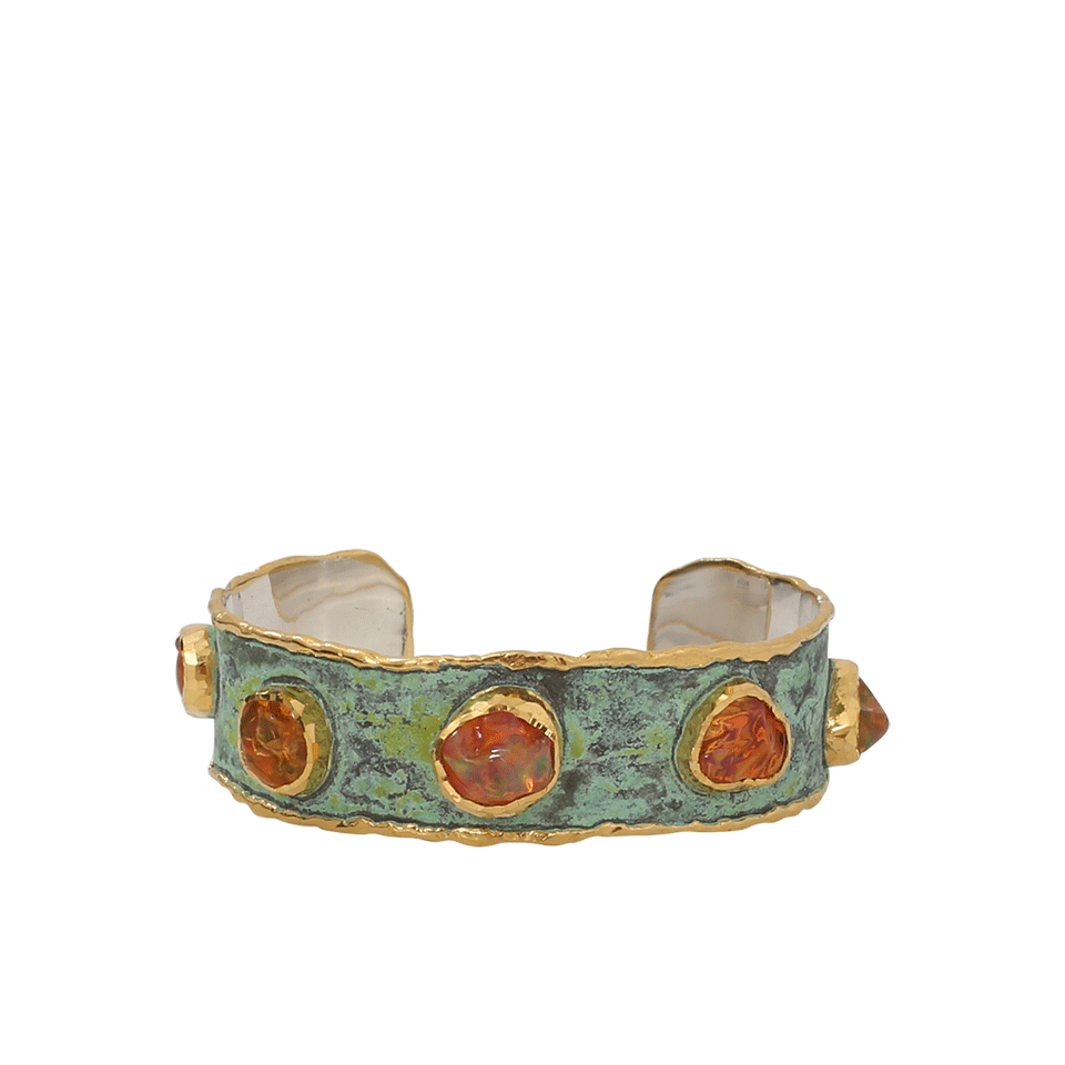 VICTOR VELYAN-Mexican Fire Opal Cuff-YELLOW GOLD
