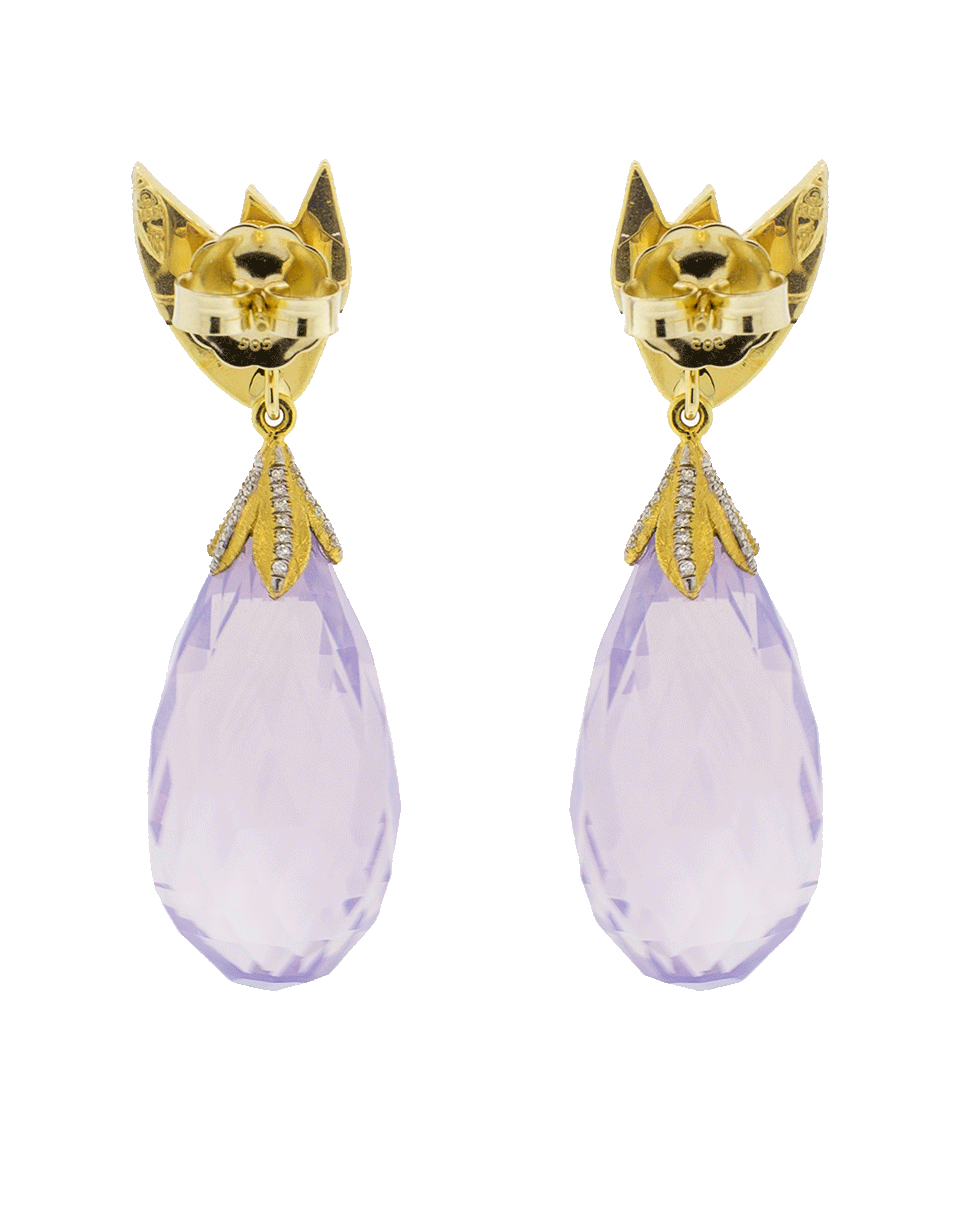 VICTOR VELYAN-Faceted Moon Quartz Earrings-YELLOW GOLD