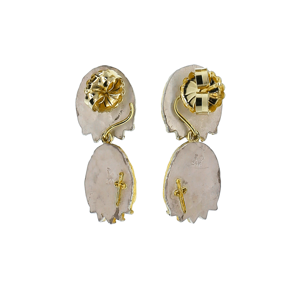 VICTOR VELYAN-Fire Opal And Diamond Earrings-YELLOW GOLD