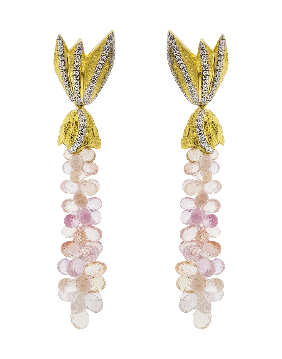 Peach Sapphire Briolette Earrings JEWELRYFINE JEWELEARRING VICTOR VELYAN   