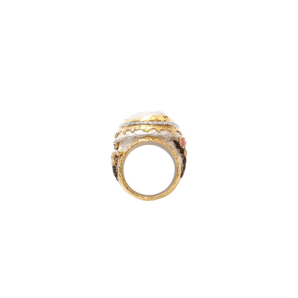 VICTOR VELYAN-Cherry Blossom Oval Pearl Ring-YELLOW GOLD