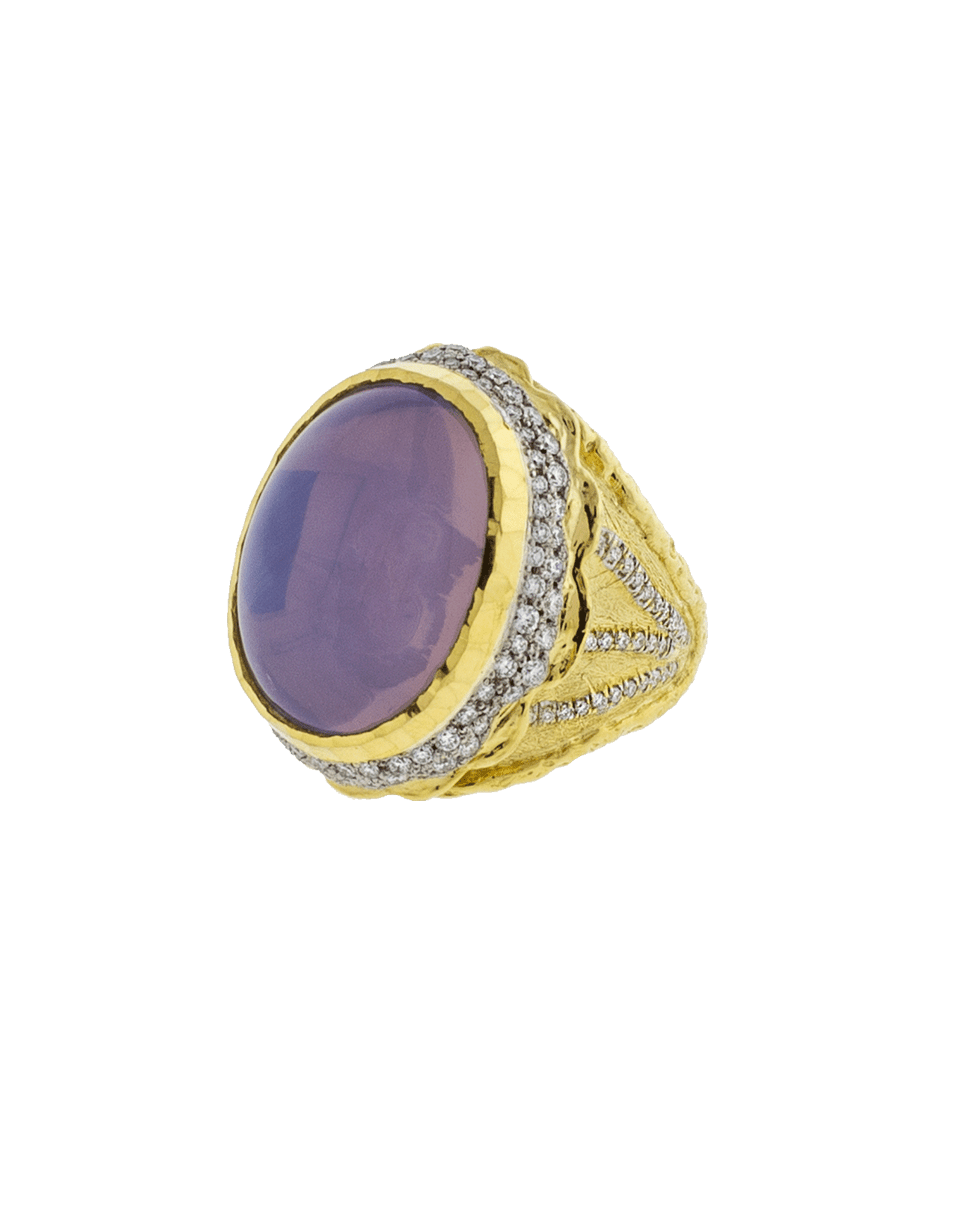 VICTOR VELYAN-Cabochon Moon Quartz Ring-YELLOW GOLD