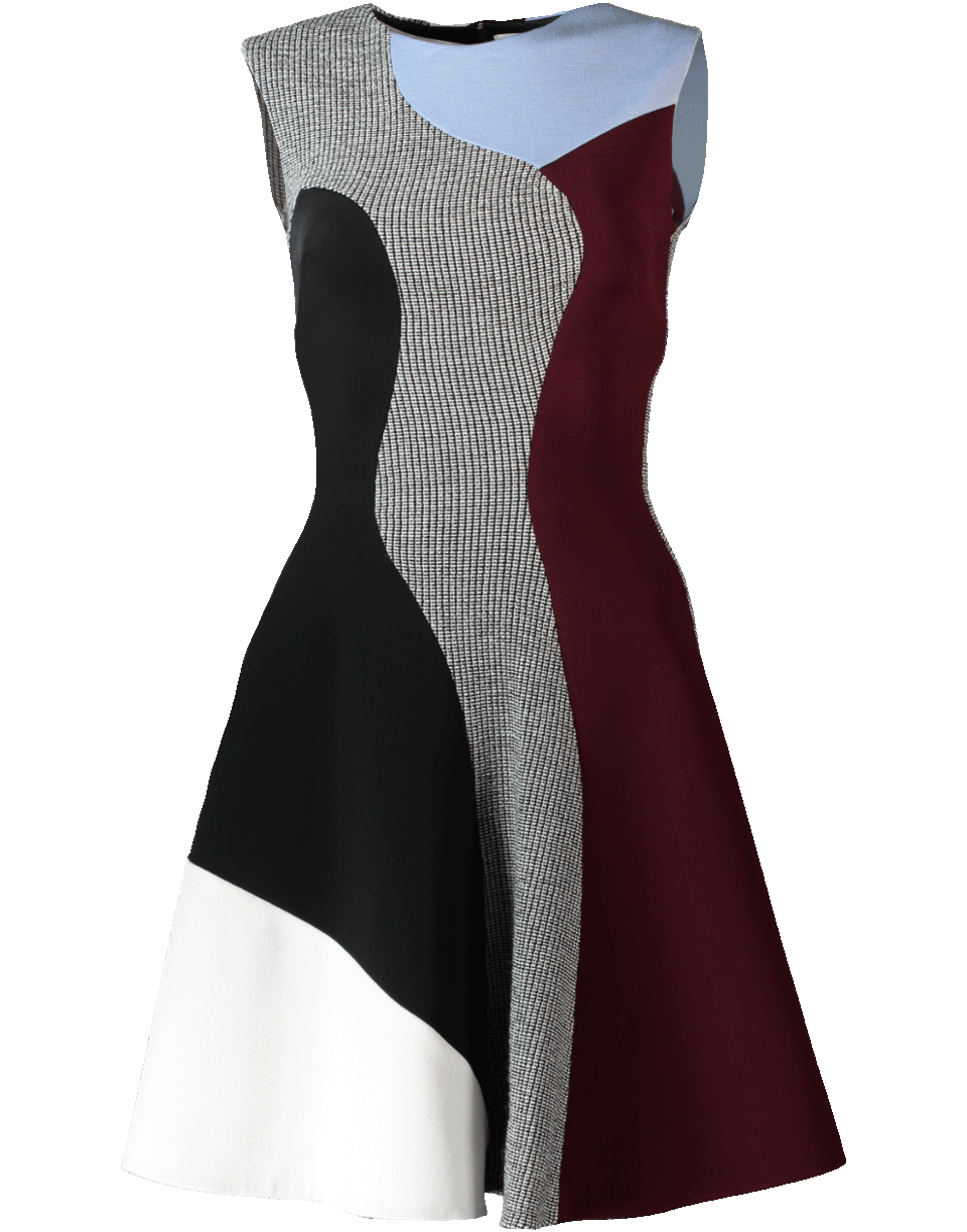 VICTORIA BECKHAM-Houndstooth Flare Mini Dress-