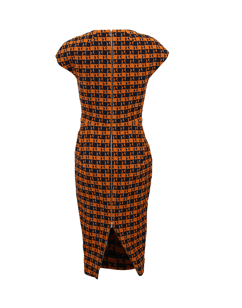 VICTORIA BECKHAM-Square Print Dress-
