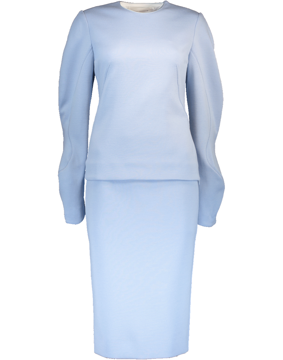 VICTORIA BECKHAM-Drape Top With Pencil Skirt-LT BLUE
