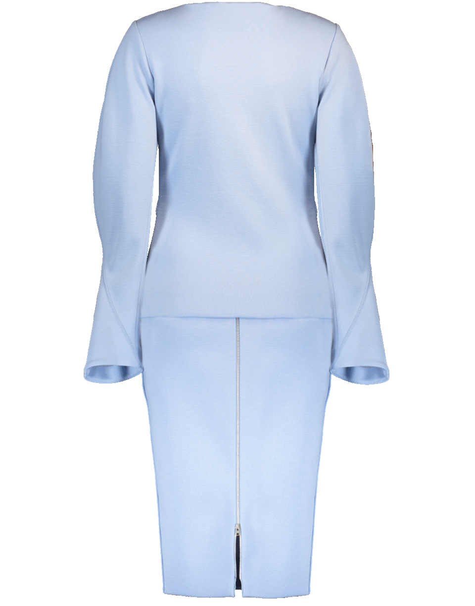 VICTORIA BECKHAM-Drape Top With Pencil Skirt-LT BLUE