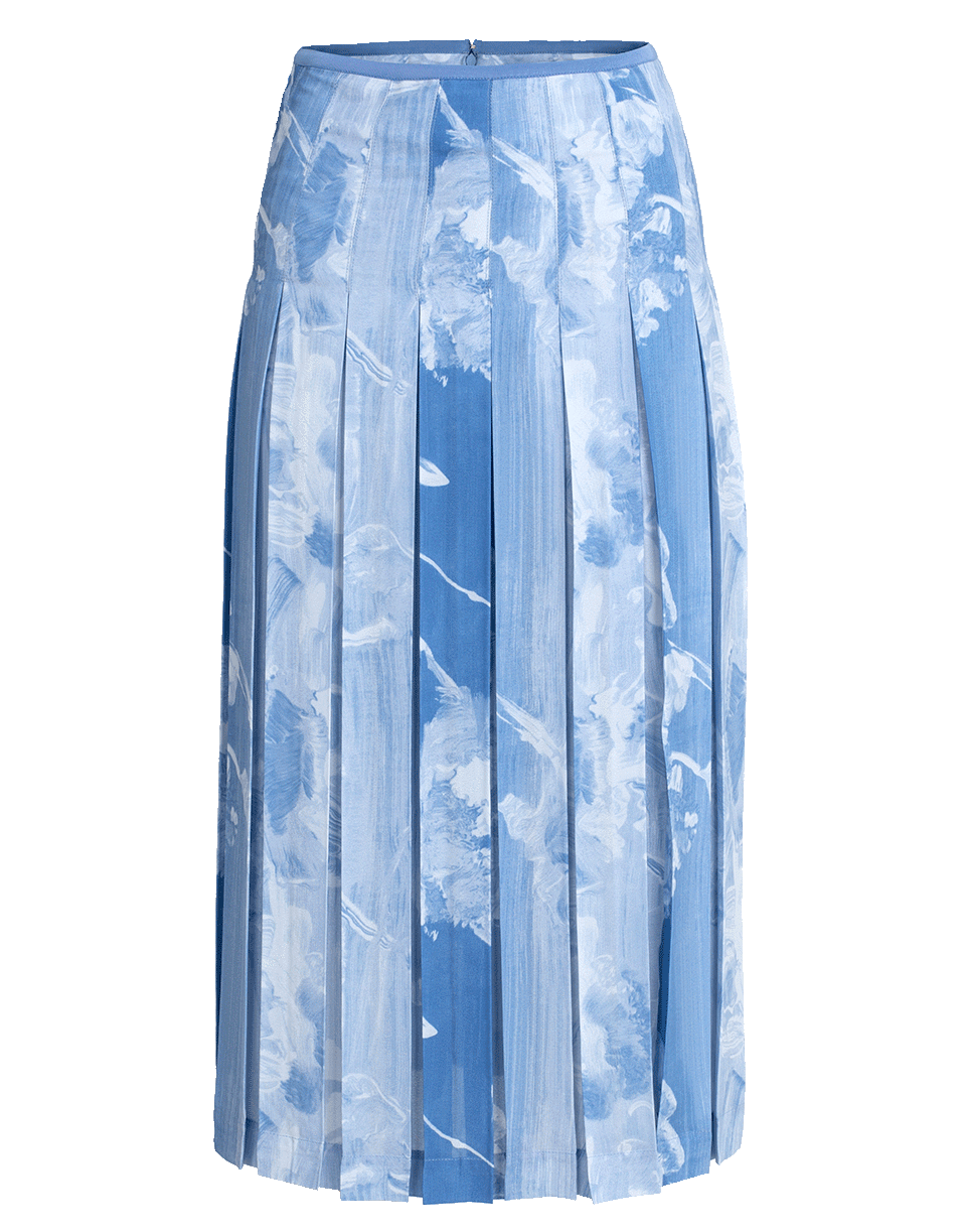 VICTORIA BECKHAM-Floral Print Pleated Midi Skirt-BLUE