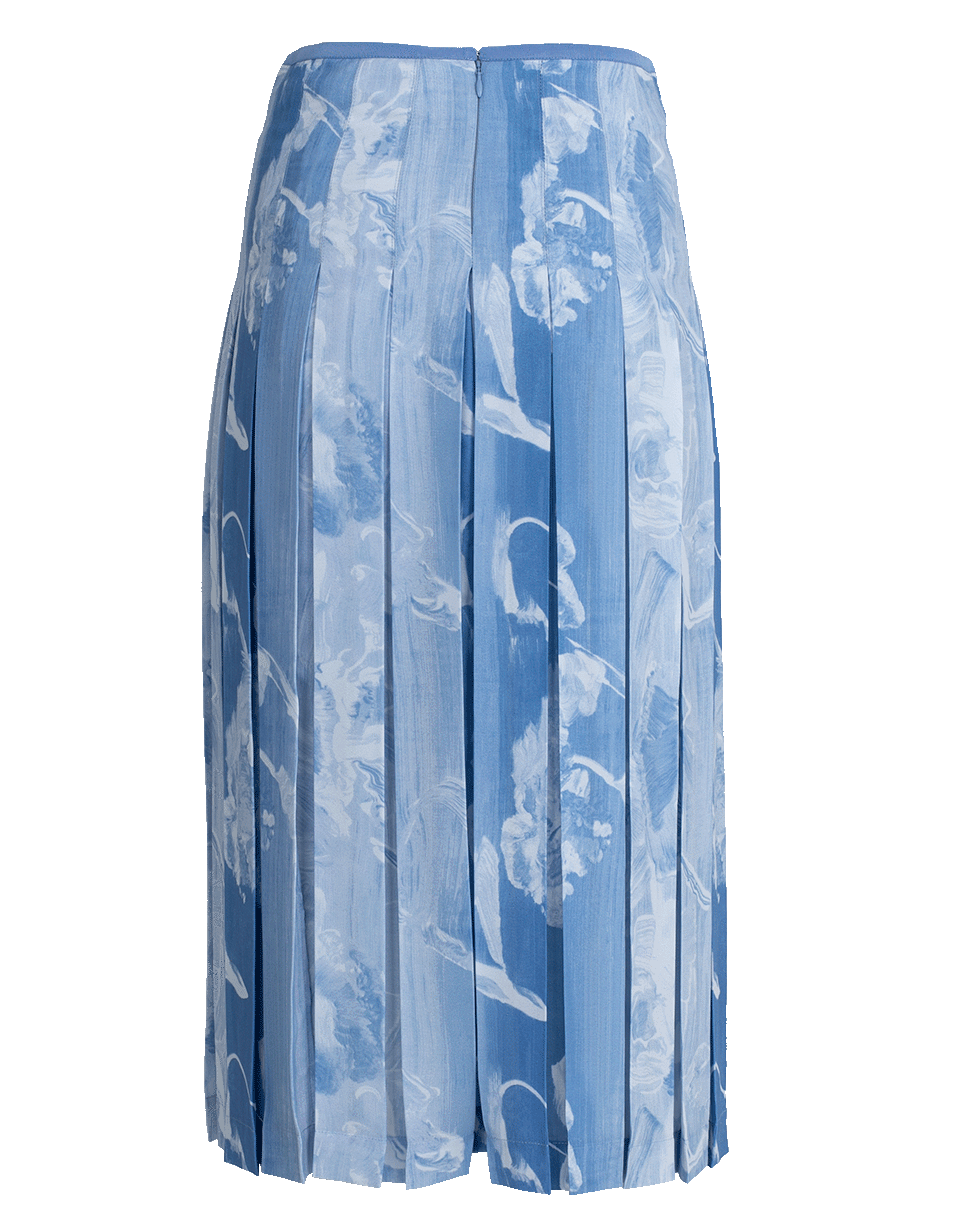 VICTORIA BECKHAM-Floral Print Pleated Midi Skirt-BLUE