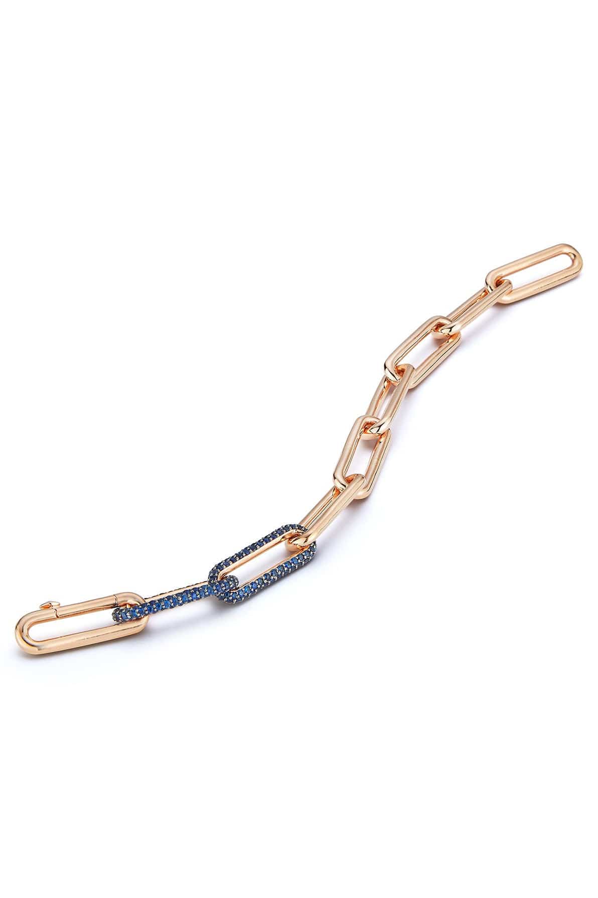 WALTERS FAITH-Saxon Double Sapphire Link Bracelet-ROSE GOLD