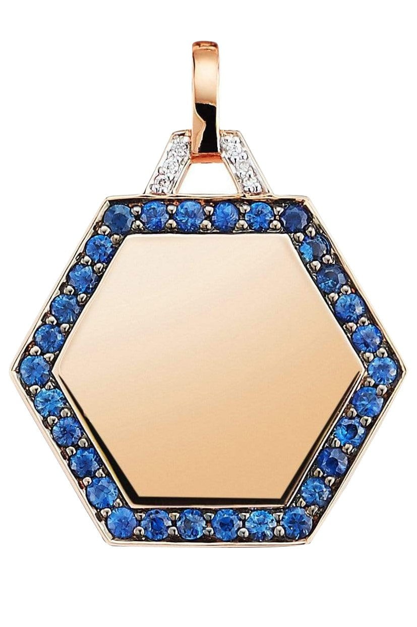 WALTERS FAITH-Dora Blue Sapphire Hexagon Charm-ROSE GOLD