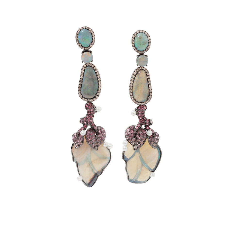 WENDY YUE-Opal And Sapphire Drop Earrings-BLKGOLD