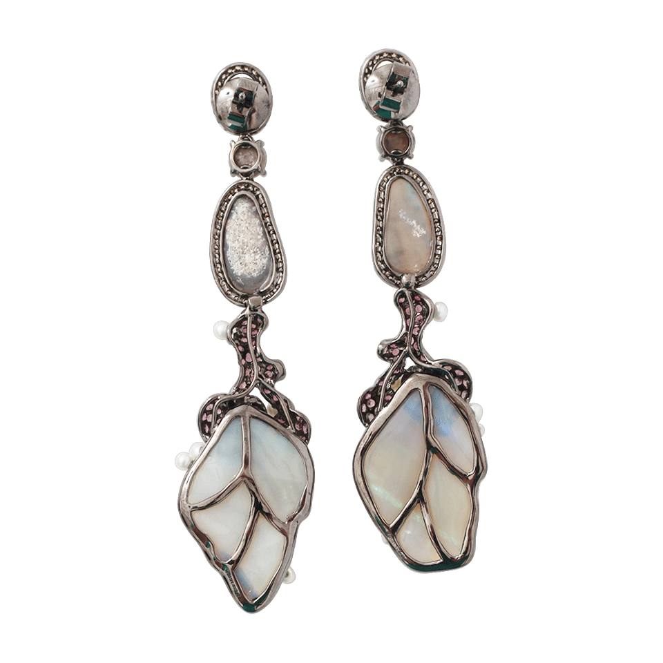 WENDY YUE-Opal And Sapphire Drop Earrings-BLKGOLD