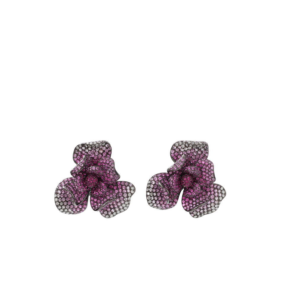 WENDY YUE-Pink Sapphire Flower Earrings-BLKGOLD