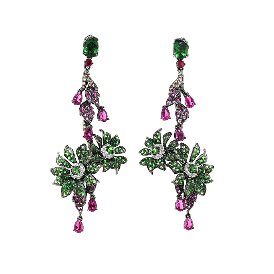 WENDY YUE-Tsavorite And Sapphire Earrings-WHITE GOLD
