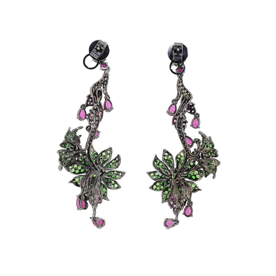 WENDY YUE-Tsavorite And Sapphire Earrings-WHITE GOLD