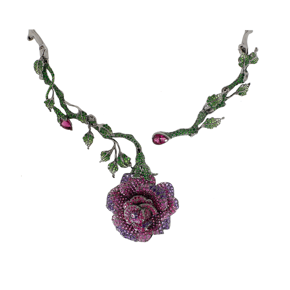 WENDY YUE-Rose Necklace-BLKGOLD