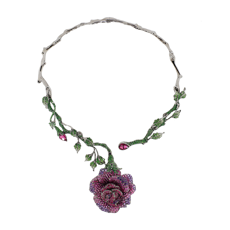 WENDY YUE-Rose Necklace-BLKGOLD