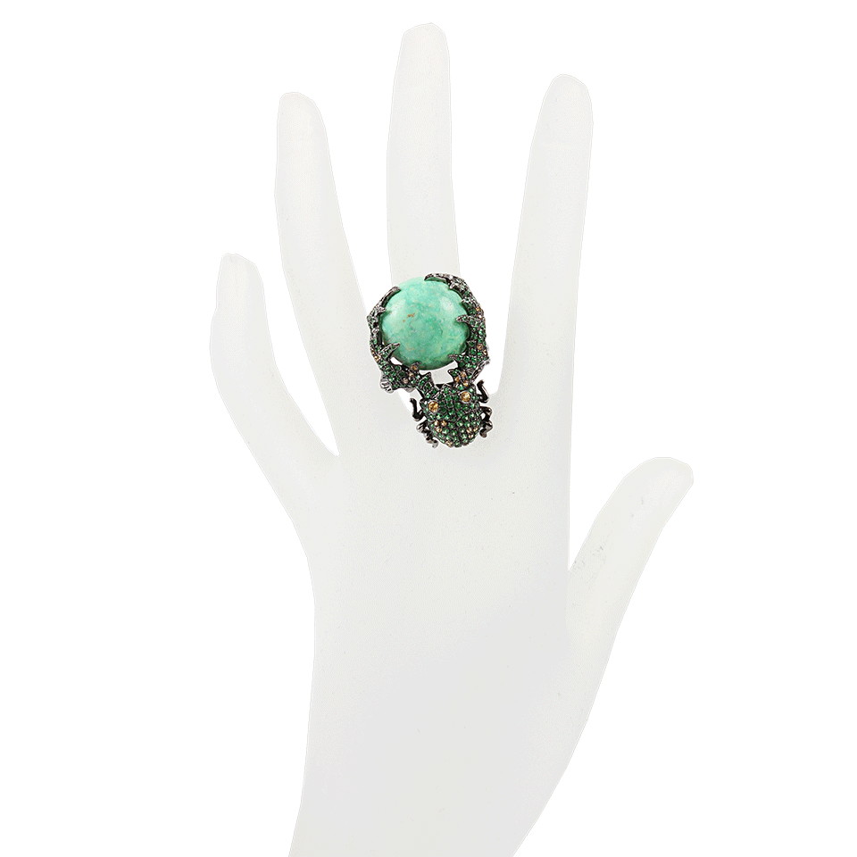 WENDY YUE-Green Turquoise Beetle Ring-BLKGOLD