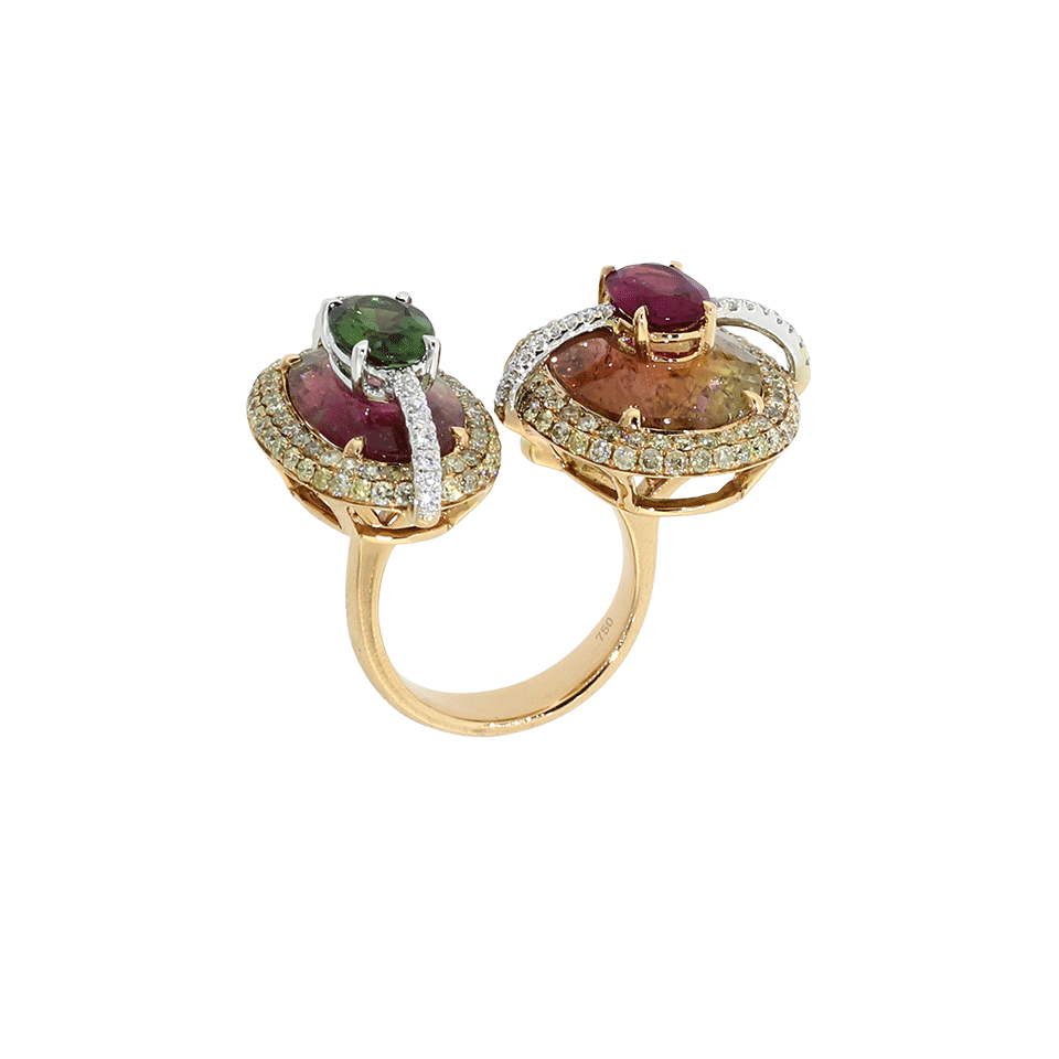 WENDY YUE-Tourmaline And Rubellite Ring-ROSE GOLD