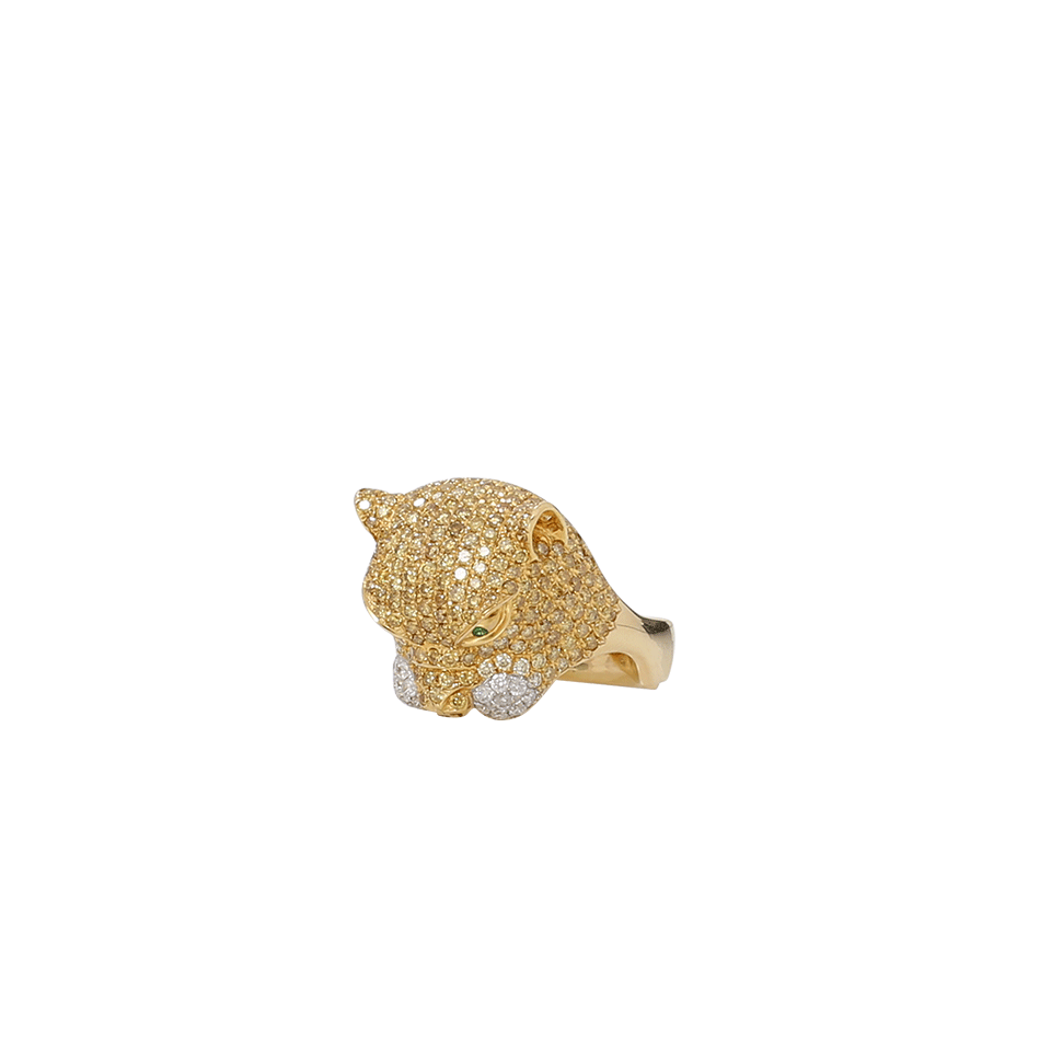 WENDY YUE-Diamond Panther Ring-YELLOW GOLD