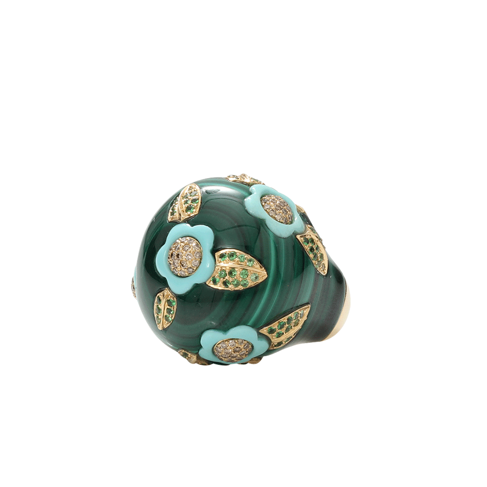 WENDY YUE-Malachite And Turquoise Ring-YELLOW GOLD
