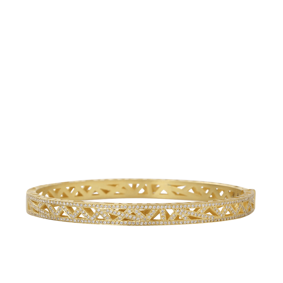 YOSSI HARARI-Diamond Pave Lace Cuff Bracelet-YELLOW GOLD