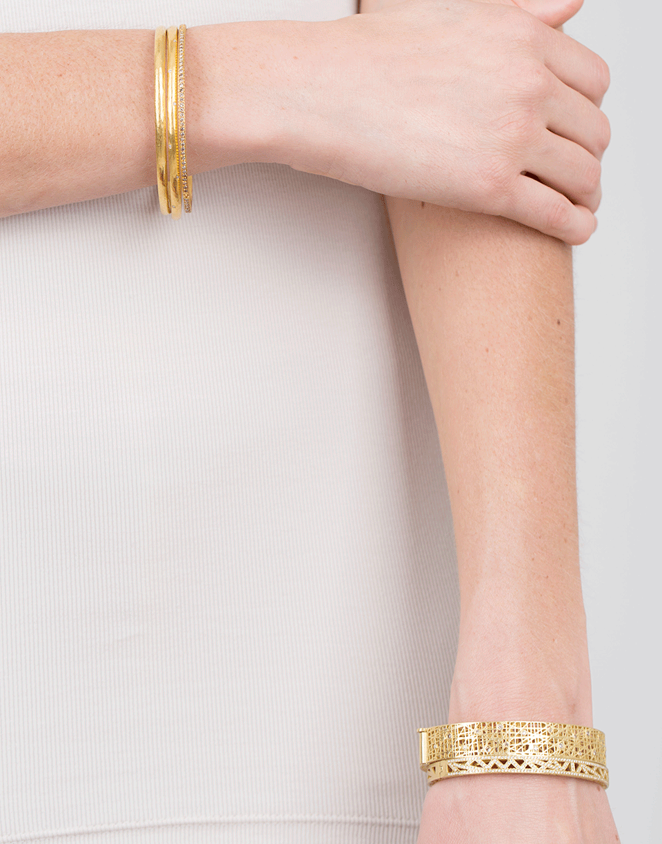 YOSSI HARARI-Diamond Pave Lace Cuff Bracelet-YELLOW GOLD