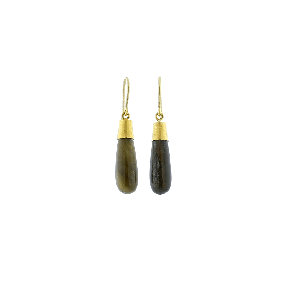 YOSSI HARARI-Labradorite Cone Earrings-YELLOW GOLD