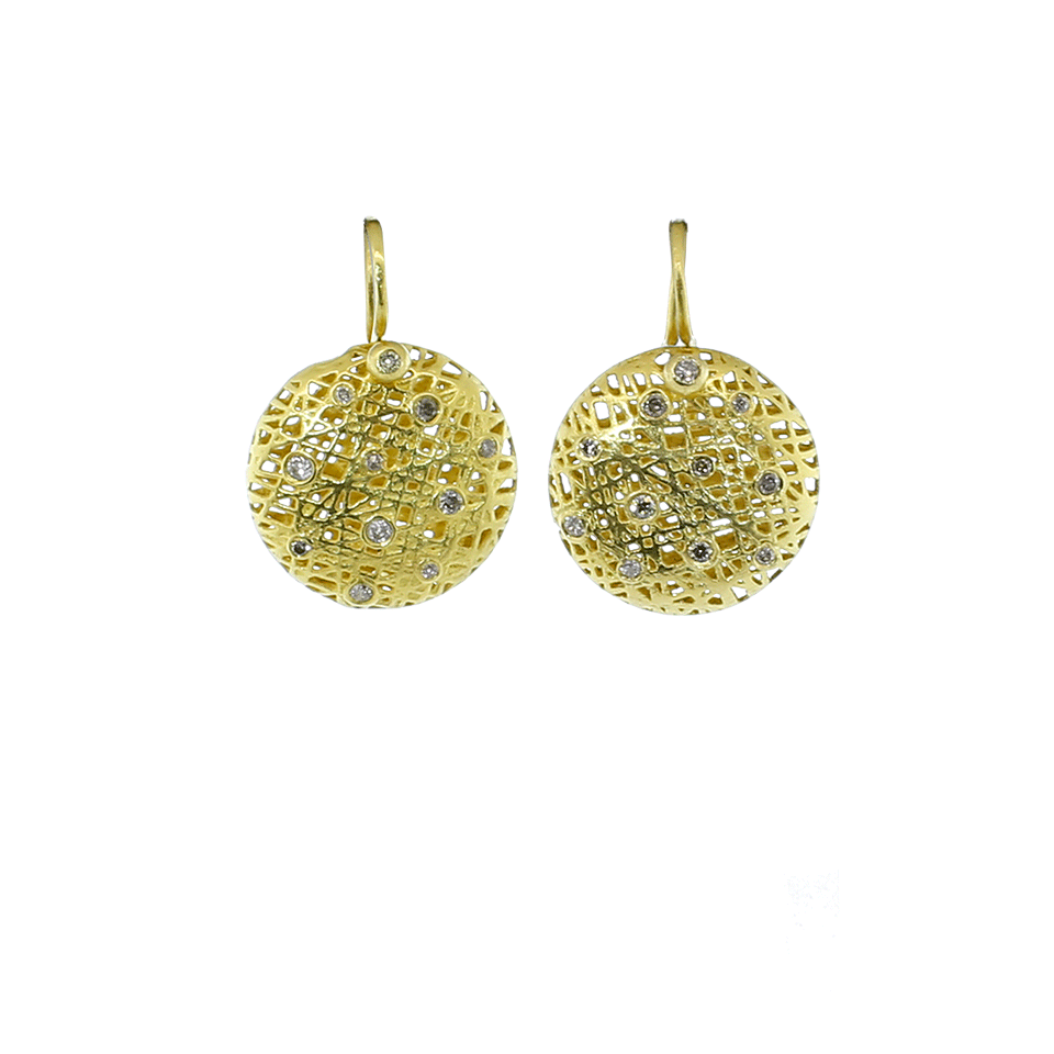 YOSSI HARARI-Round Lace Earrings-YELLOW GOLD