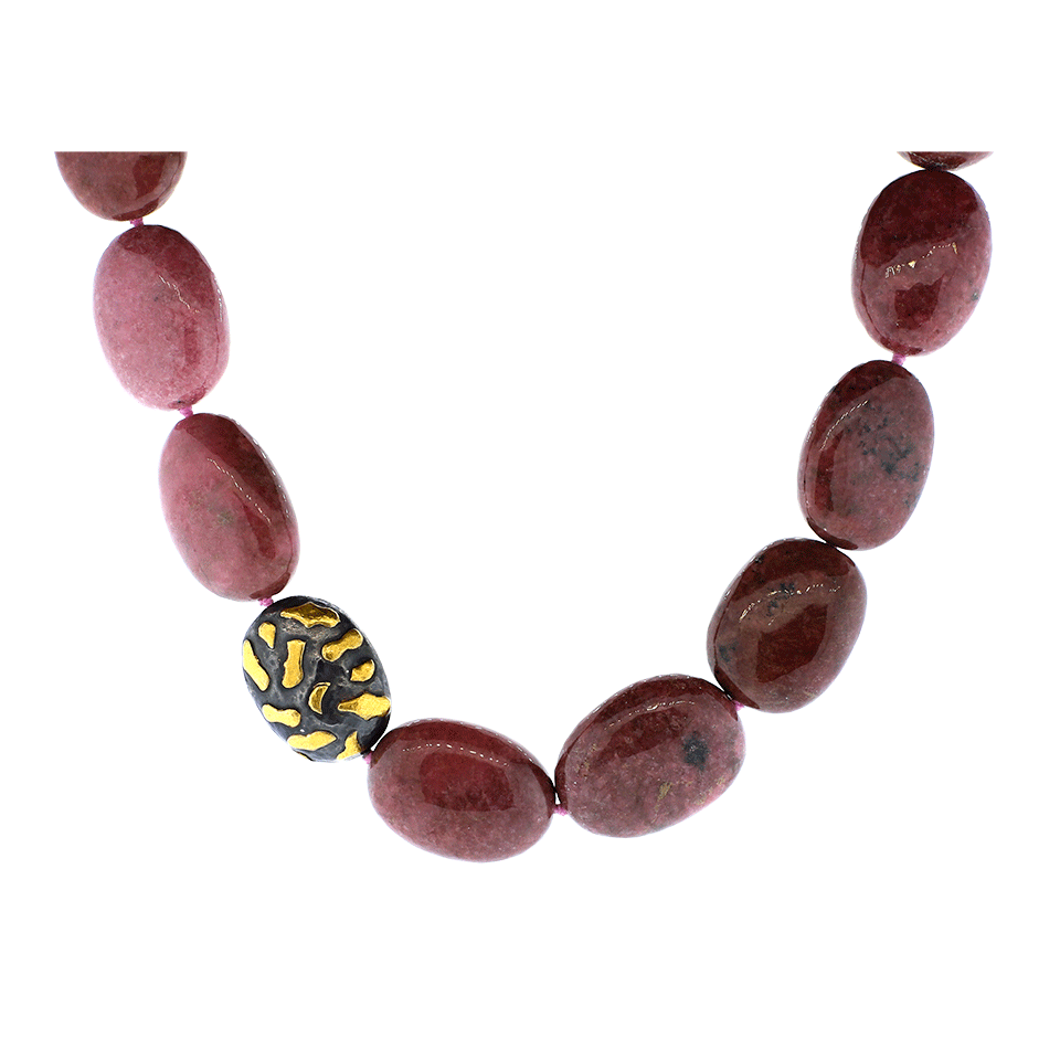 YOSSI HARARI-Libra Oval Rhodolite Garnet Necklace-GILVER