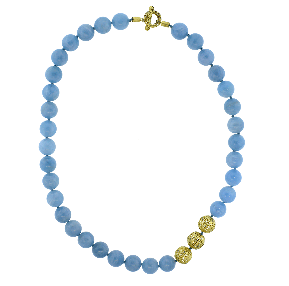 YOSSI HARARI-Lace Chalcedony Beaded Necklace-YELLOW GOLD