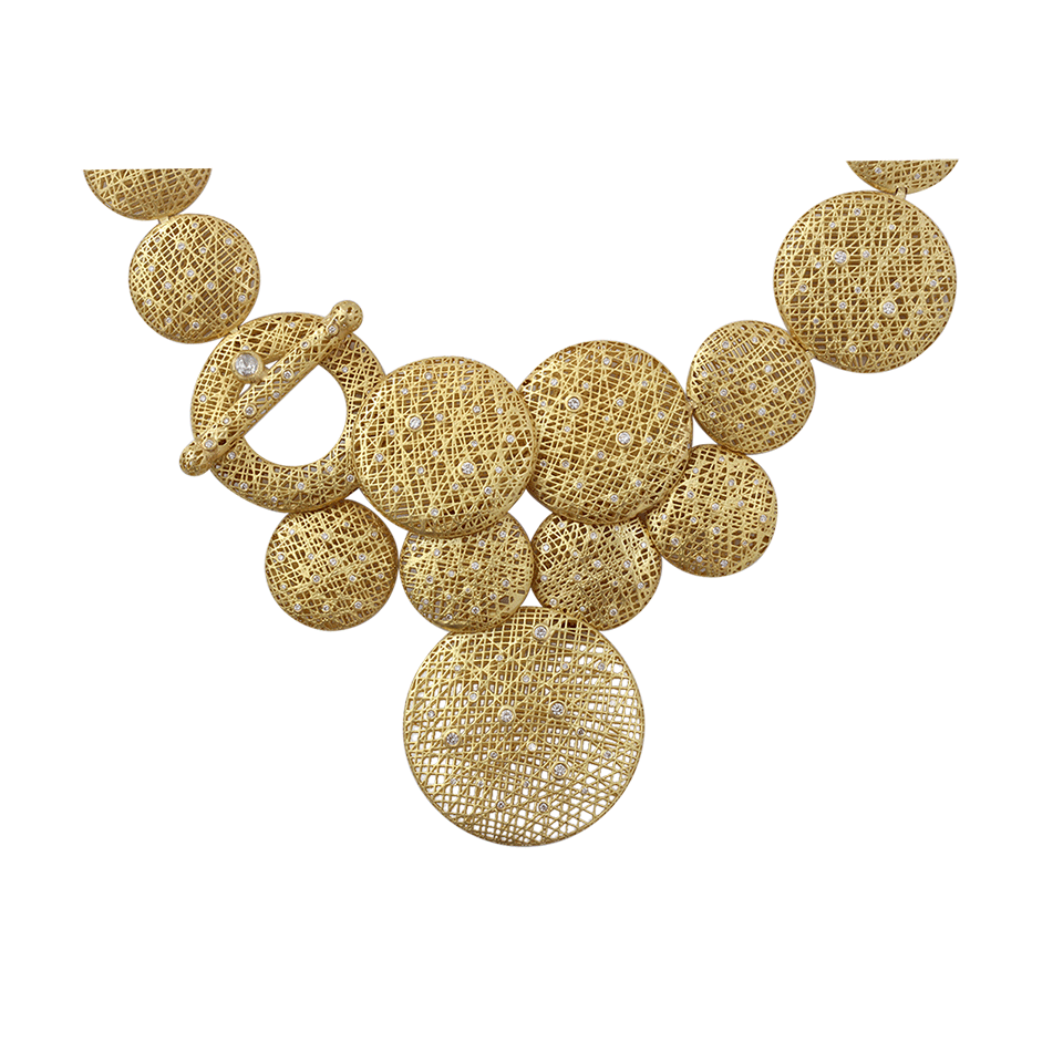 YOSSI HARARI-Lace Chandelier Necklace With Diamonds-YELLOW GOLD