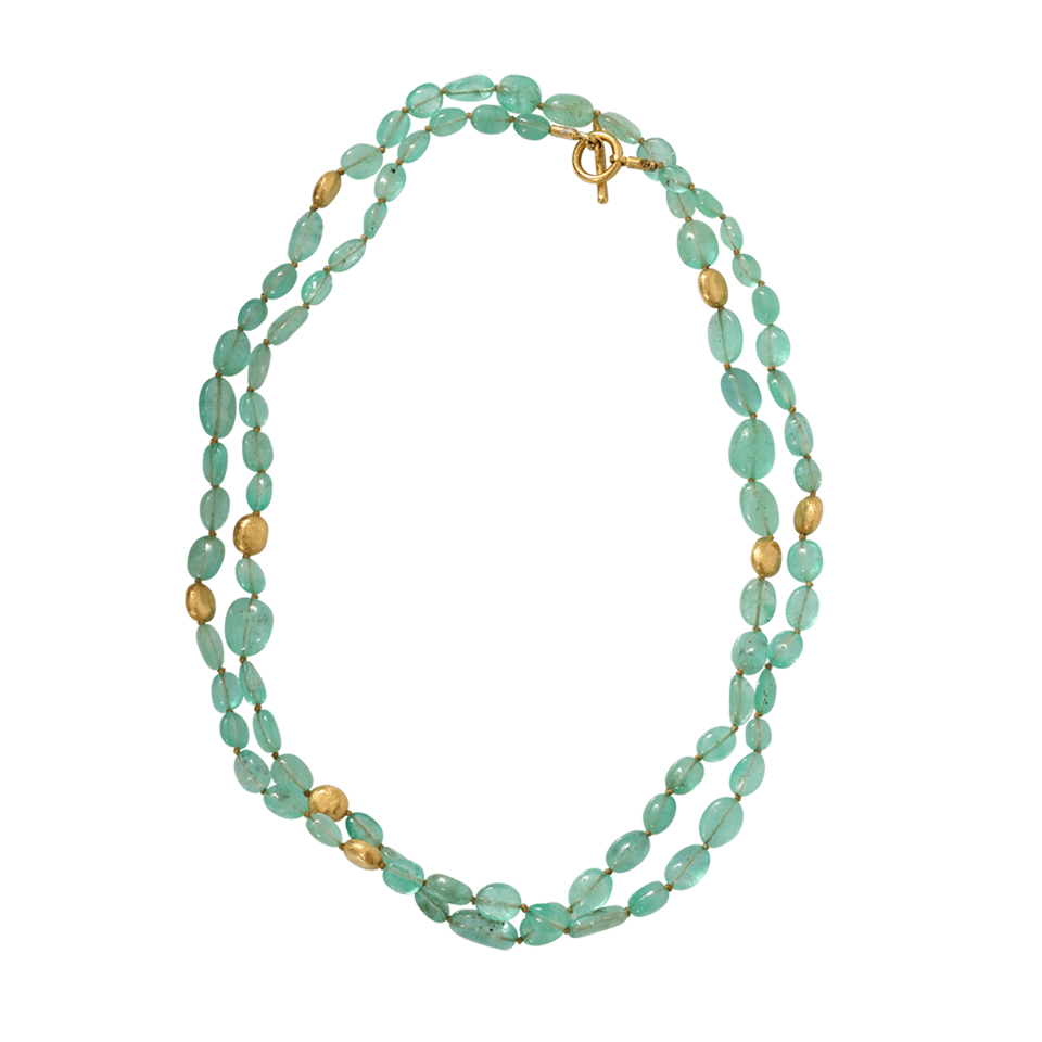 YOSSI HARARI-Roxanne Emerald Wrap Necklace-YELLOW GOLD