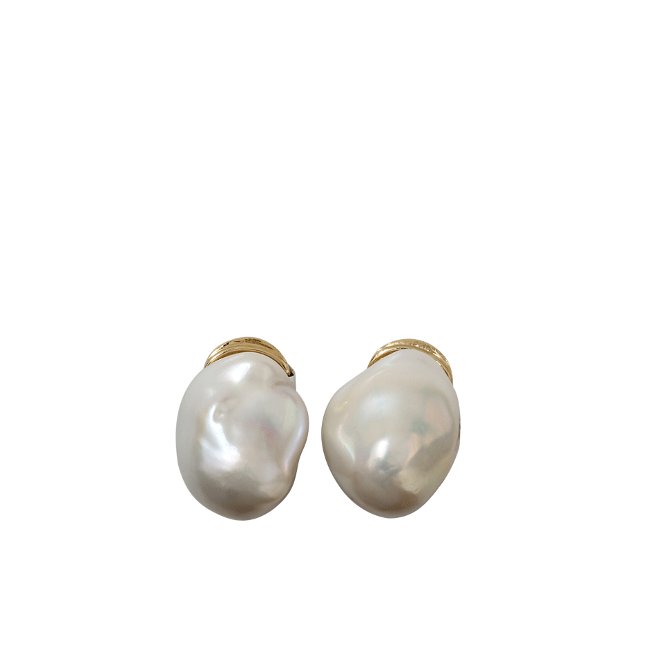 YVEL-Baroque Fresh Water Pearl Clip Earrings-YELLOW GOLD
