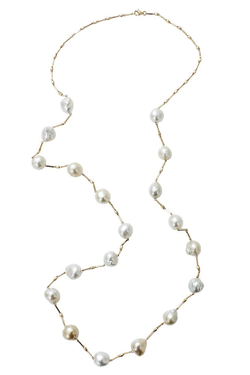 YVEL-South Sea Pearl Station Necklace-YELLOW GOLD
