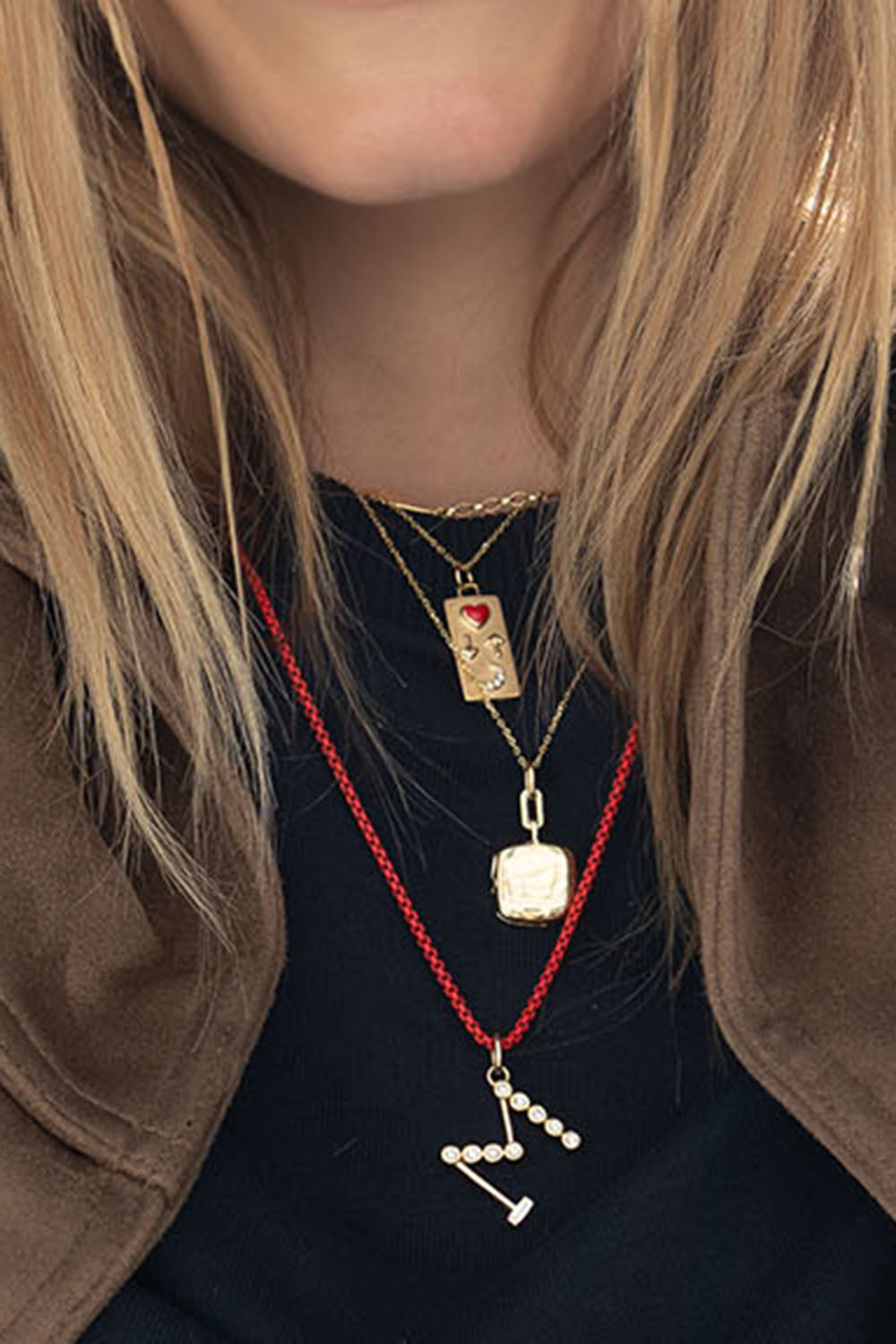 Diamond Red Love You To The Moon And Back Charm-YELLOW GOLD-JEWELRYFINE JEWELPENDANT-MONICA RICH KOSANN