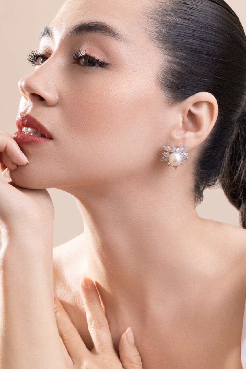 Pearl Marquise Clear Earrings-WHITE-JEWELRYBOUTIQUEEARRING-FANTASIA by DESERIO