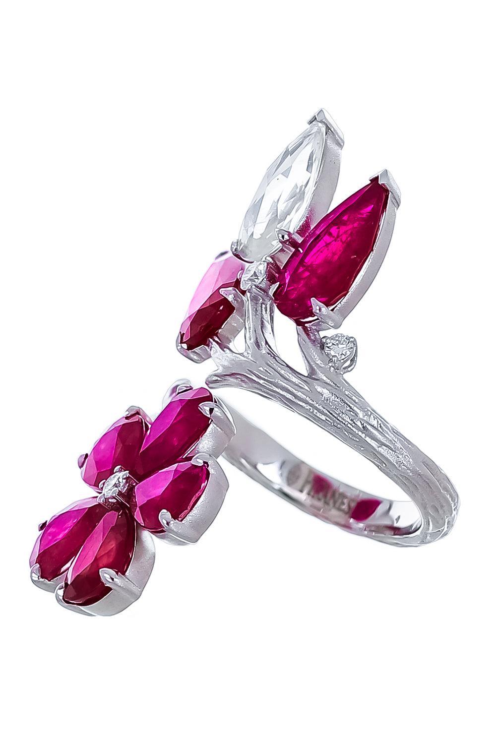 Rubellite Diamond Oval Ring-WHITE GOLD-6.5-JEWELRYFINE JEWELRING-PIRANESI