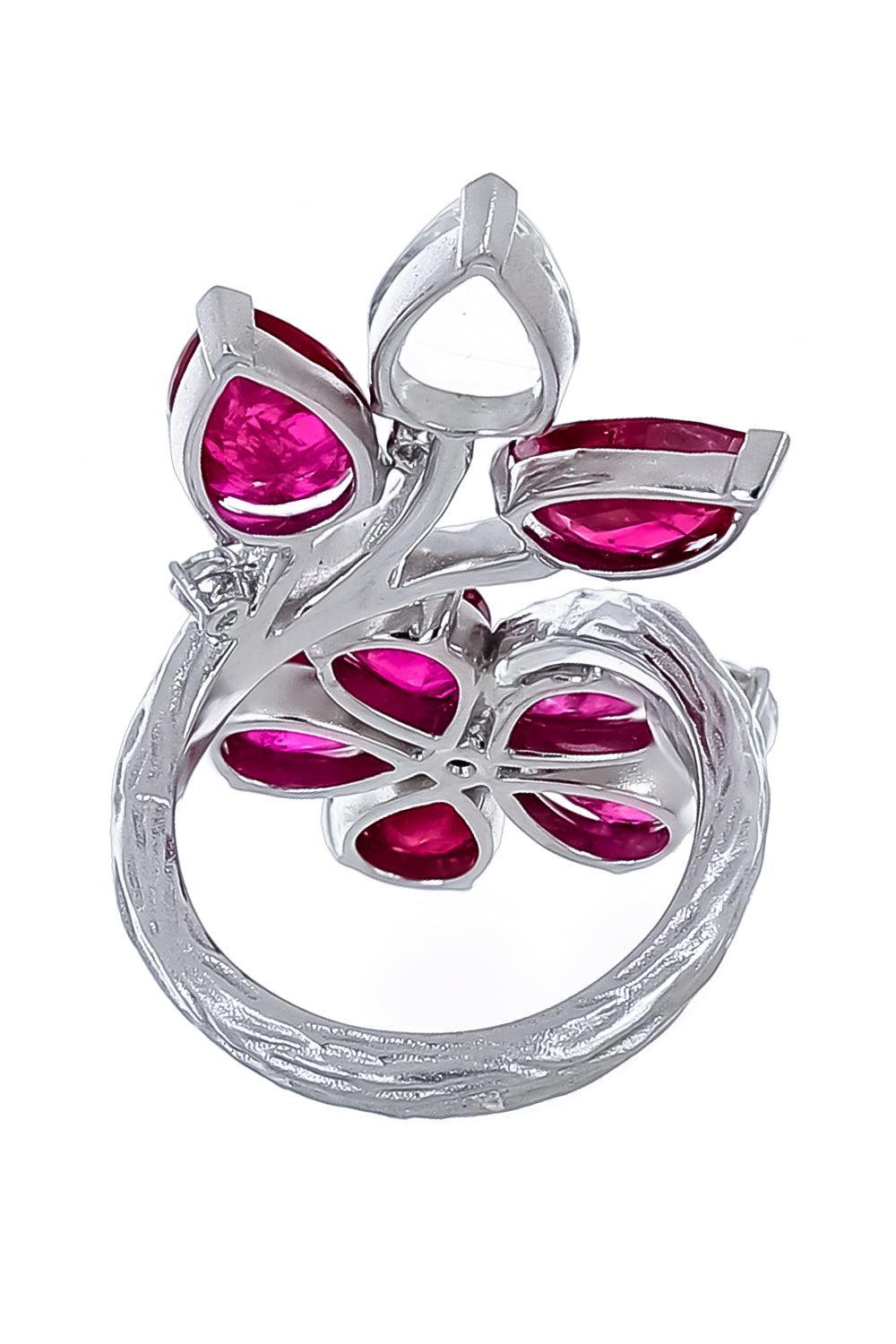Rubellite Diamond Oval Ring-WHITE GOLD-6.5-JEWELRYFINE JEWELRING-PIRANESI