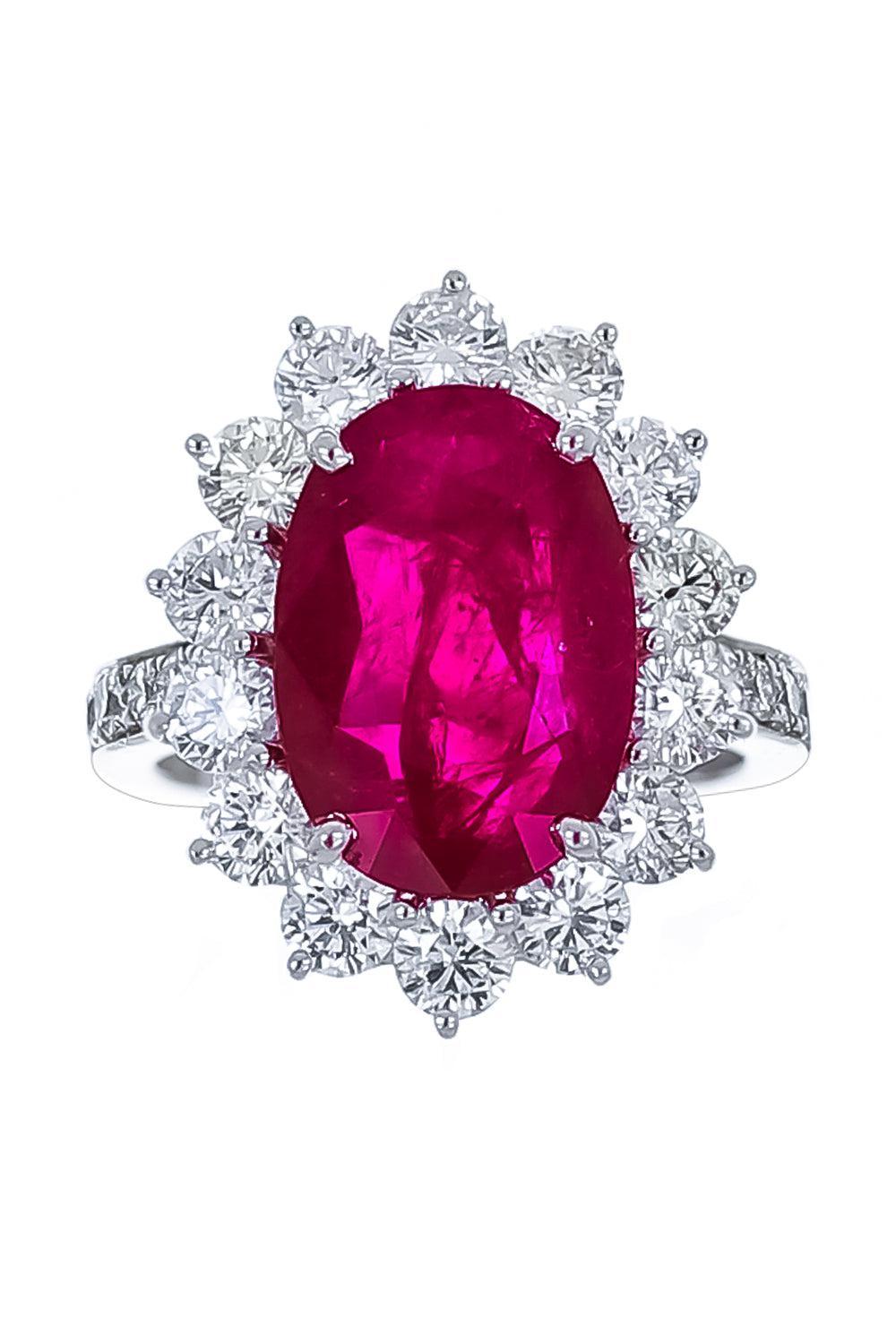 Ruby Diamond Surrounding Ring-PLATINUM-6-JEWELRYFINE JEWELRING-PIRANESI
