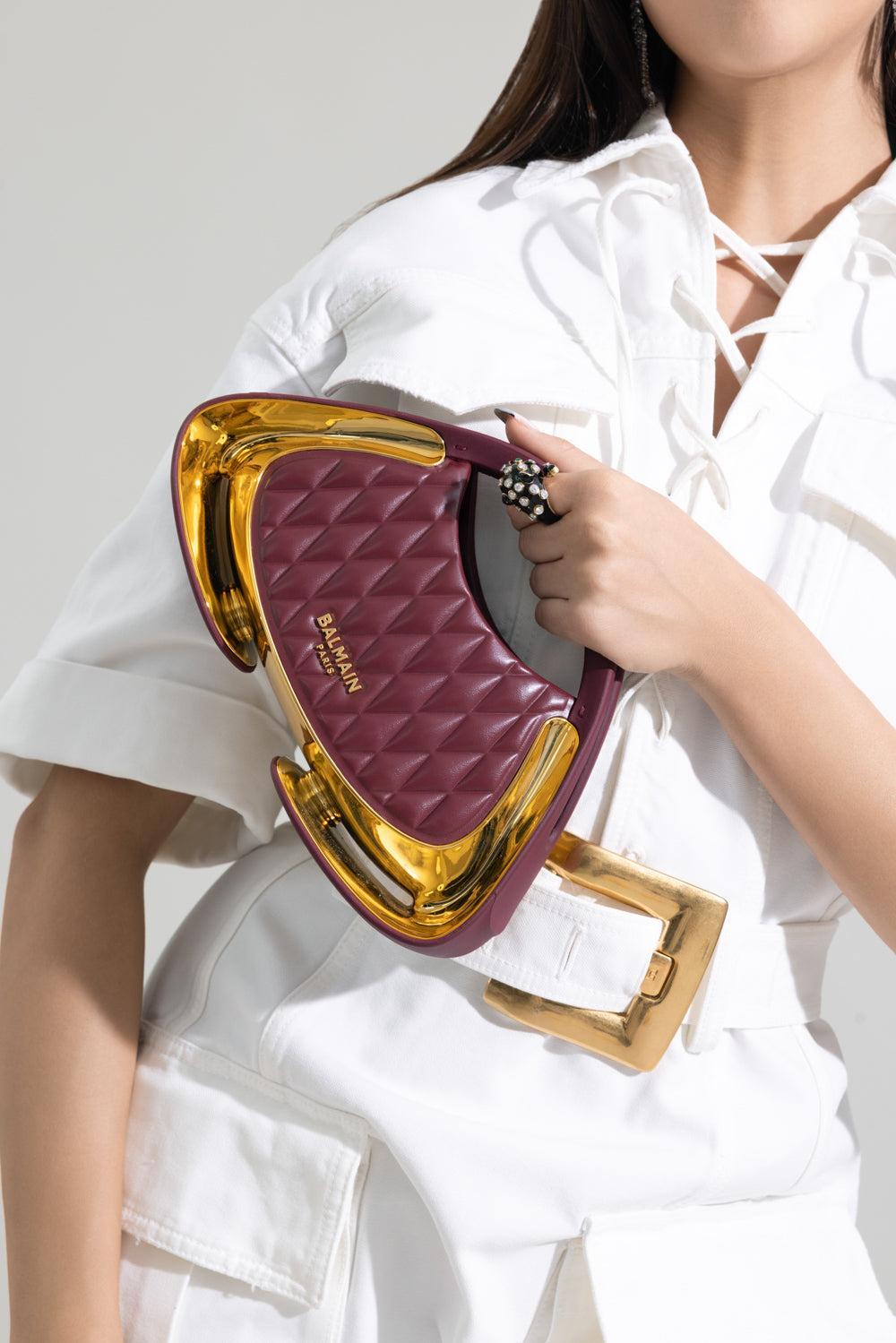 Jolie Madame Small Bag - Bordeaux Gold-RED-HANDBAGCLUTCHES-BALMAIN