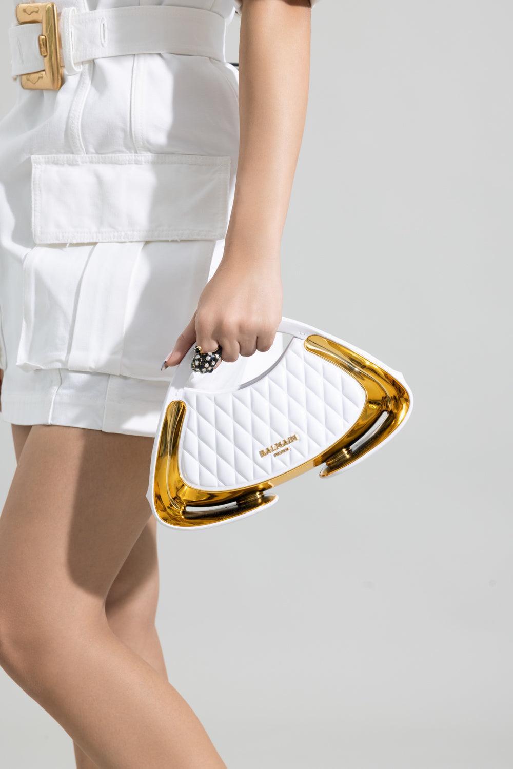 Jolie Madame Small Bag - White Gold-WHITE-HANDBAGCLUTCHES-BALMAIN