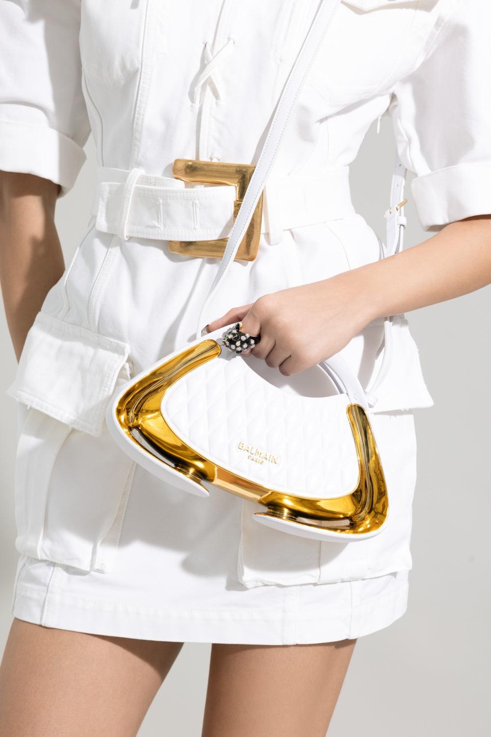 Jolie Madame Small Bag - White Gold-WHITE-HANDBAGCLUTCHES-BALMAIN