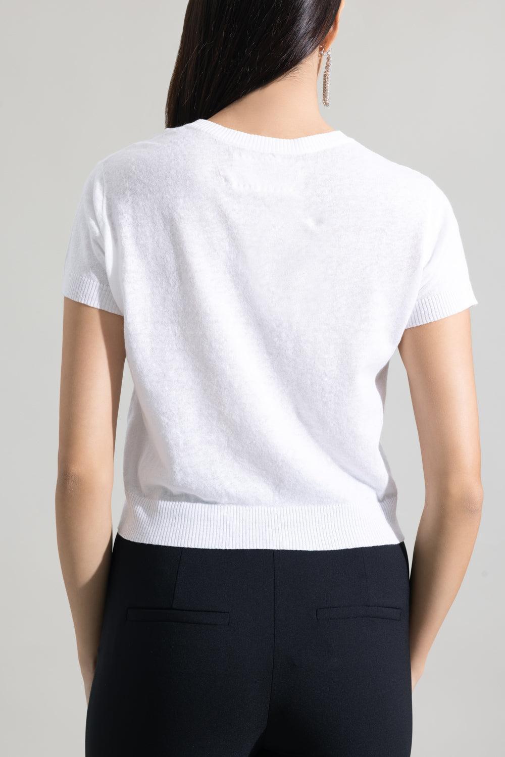 Short Sleeve Crop Crewneck Sweater-WHITE-XS-CLOTHINGTOPKNITS-LARS ANDERSSON