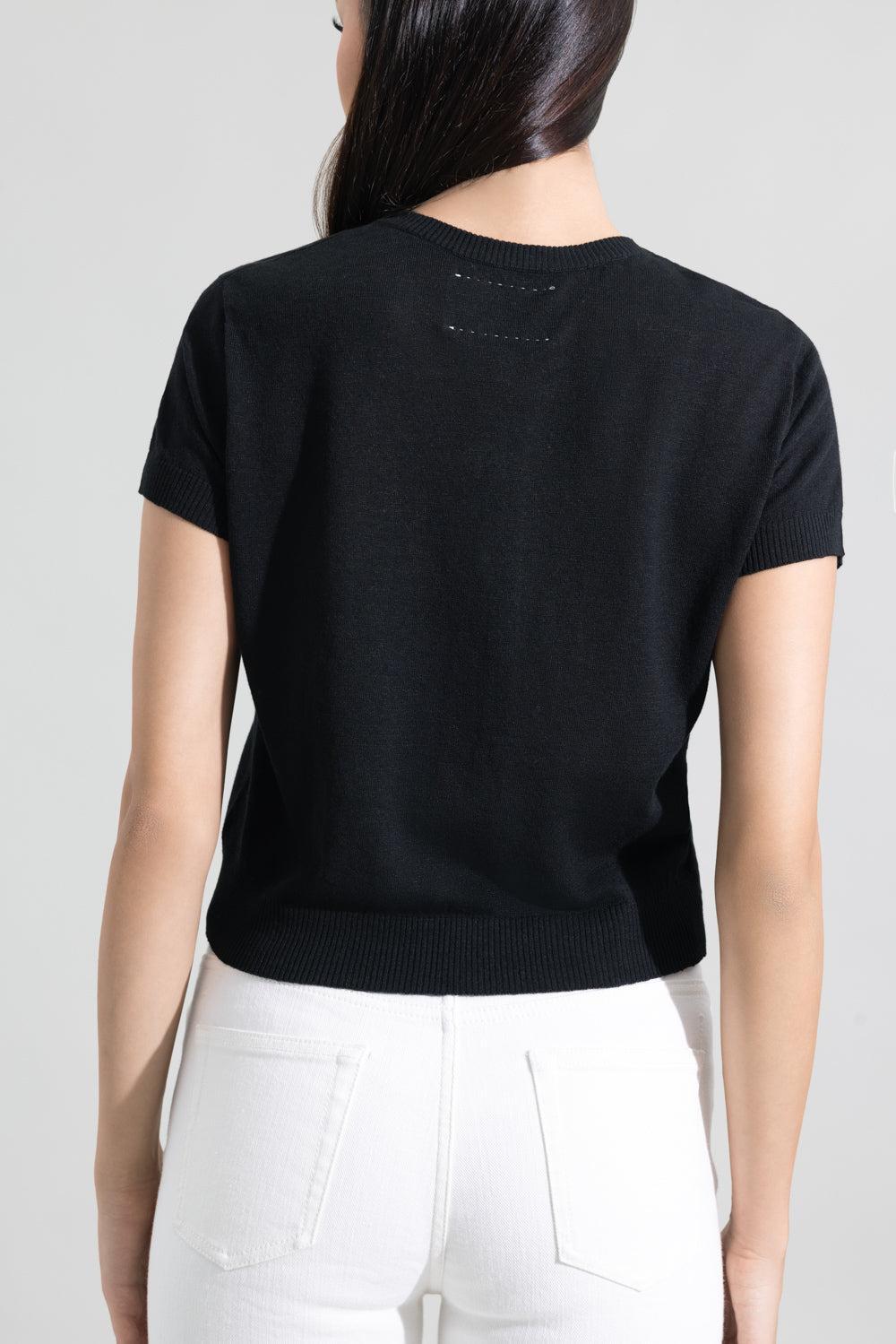 Short Sleeve Crop Cardigan - Black-BLACK-XS-CLOTHINGTOPCARDIGAN-LARS ANDERSSON