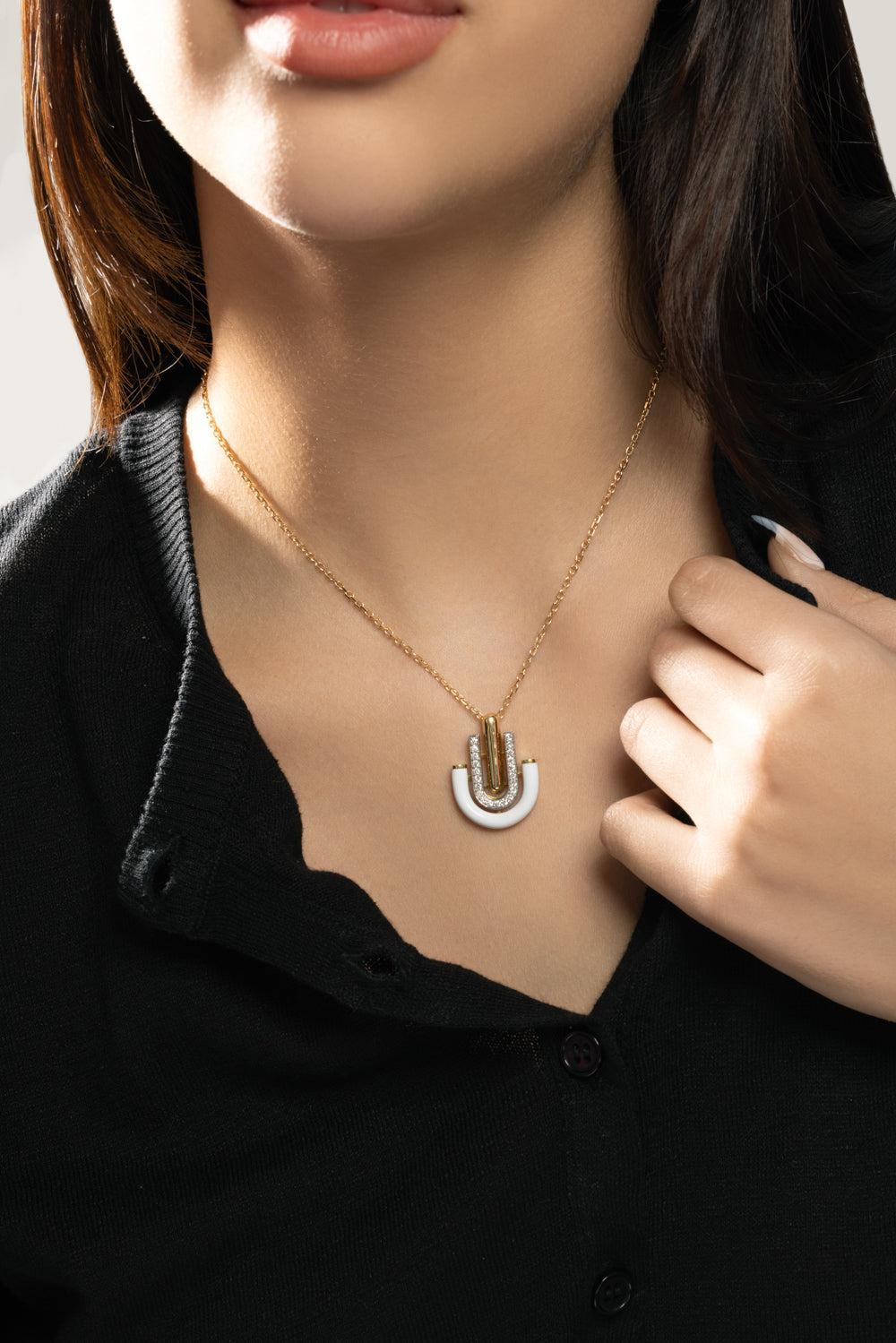 White Unity Necklace-YELLOW GOLD-JEWELRYFINE JEWELNECKLACE O-DAVID WEBB