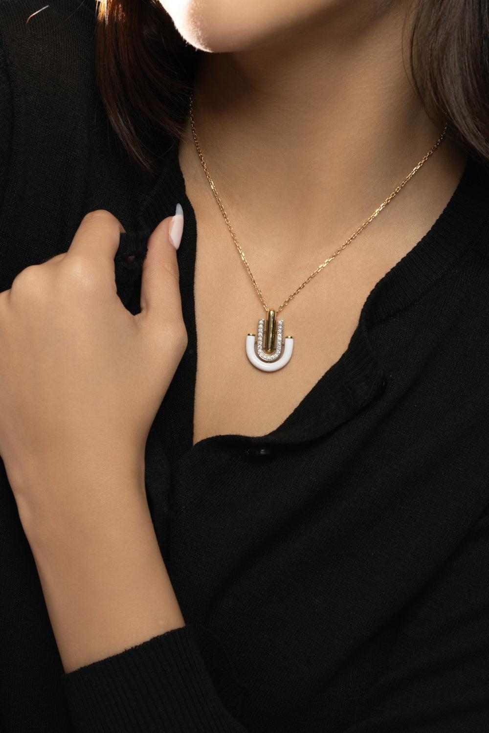 White Unity Necklace-YELLOW GOLD-JEWELRYFINE JEWELNECKLACE O-DAVID WEBB