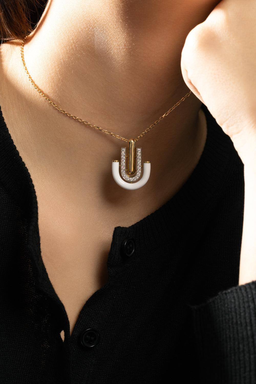 White Unity Necklace-YELLOW GOLD-JEWELRYFINE JEWELNECKLACE O-DAVID WEBB